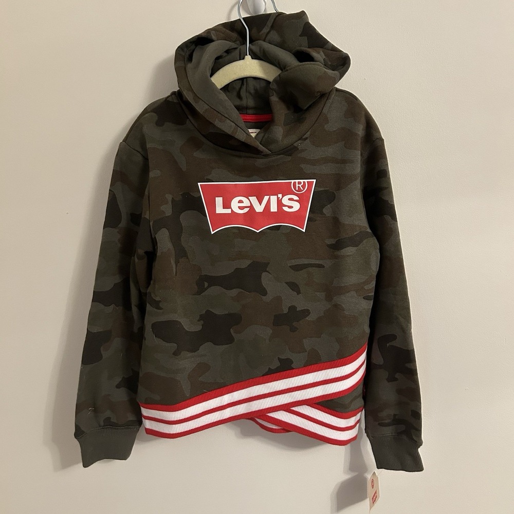NWT Levi's Girls' High Rise Pullover Hoodie Camo Green Size 6x